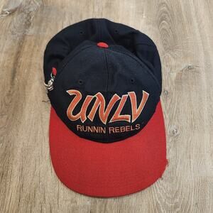 Vintage 90s UNLV Script Runnin Rebels Black Snapback Hat YoungAn Embroidered